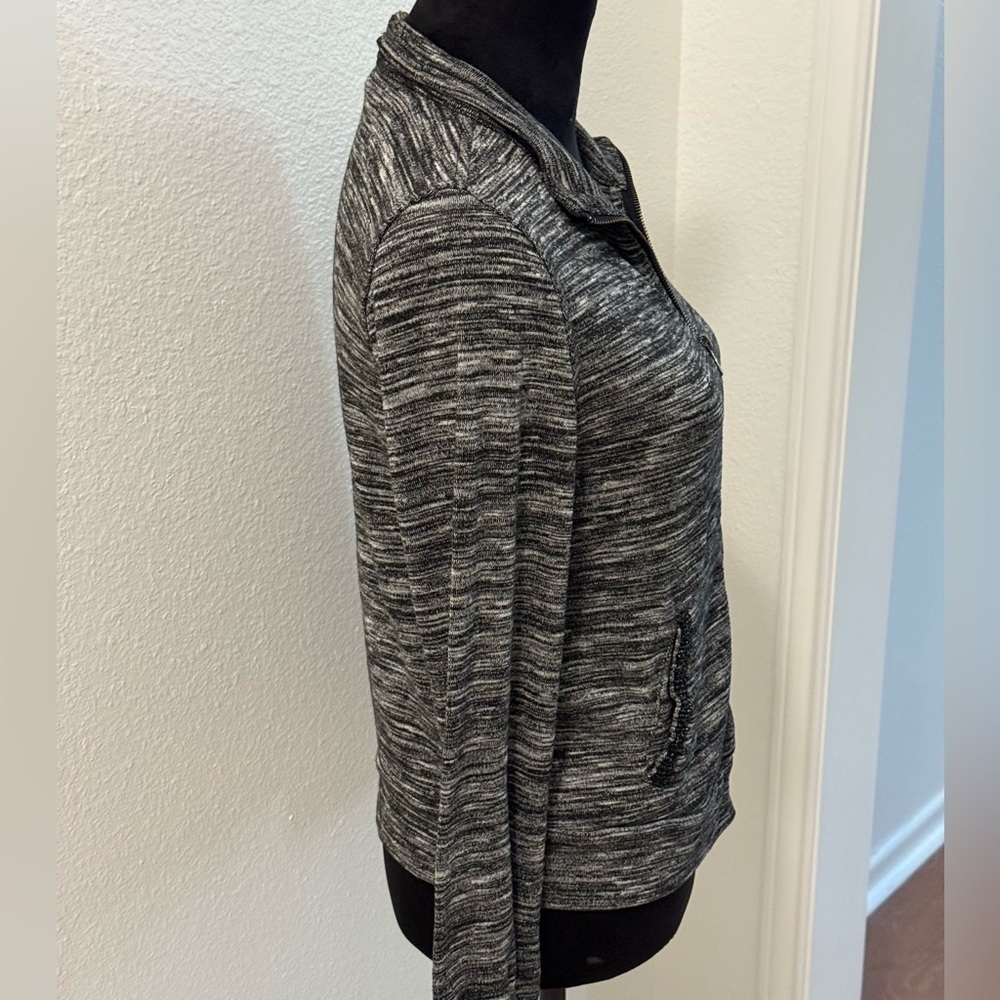 Juicy Couture Black & Grey Marbled Mock Turtleneck Jacket - Picture 2 of 6